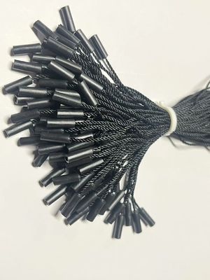 Universale zwarte hang-tag string bevestigingsmiddelen Logo-vrij cilindrisch drie-streng nylon touw