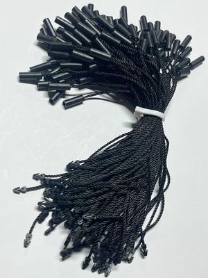 Universale zwarte hang-tag string bevestigingsmiddelen Logo-vrij cilindrisch drie-streng nylon touw